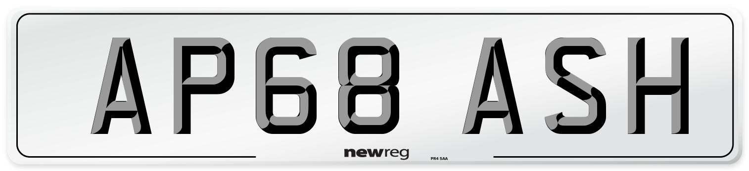 AP68 ASH Number Plate from New Reg
